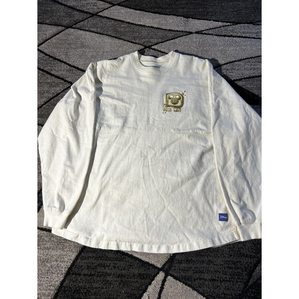 Disney Parks WDW Gold Cream Pixie Dust Castle Spirit Jersey Pullover Adult M